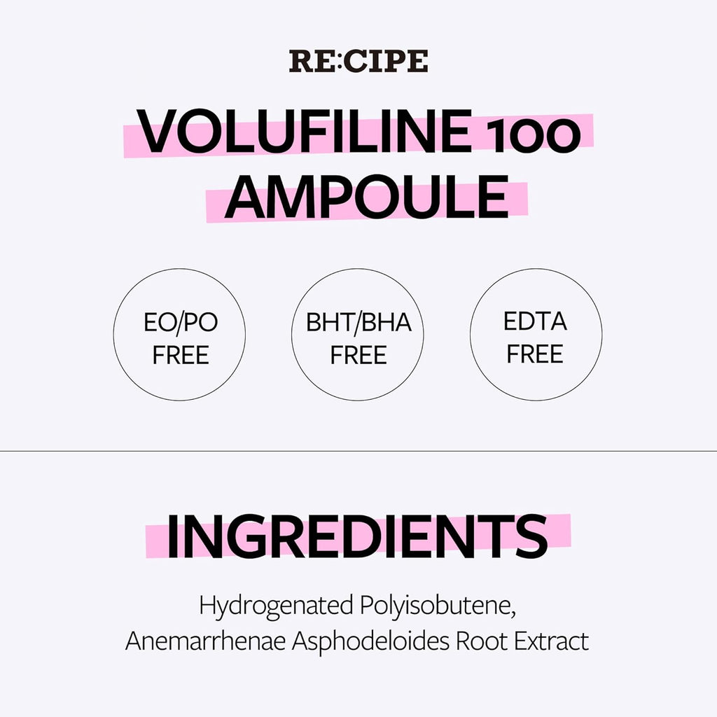 RECIPE Volufiline 100% Ampoule - Pure Volufiline Serum from Sourced from Sederma, France
